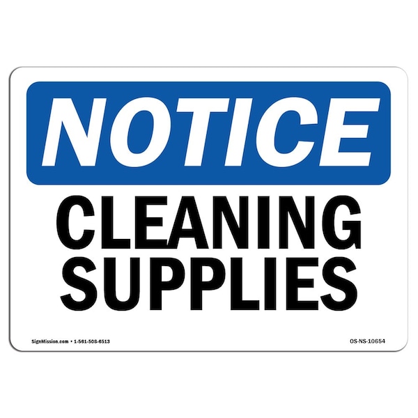 Safety Sign, OSHA Notice, 3.5" Height, Cleaning Supplies Sign, Landscape, 10PK